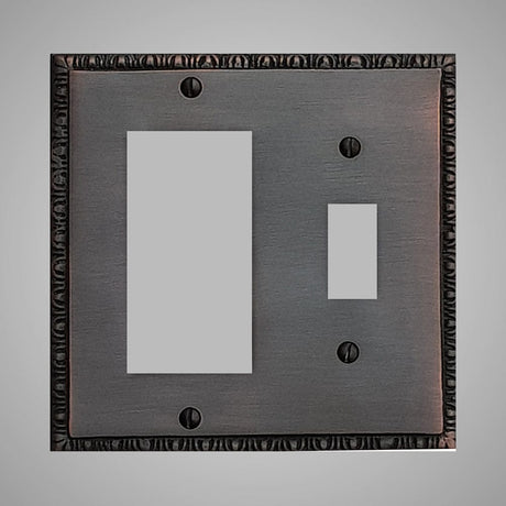 1 Toggle, 1 Rocker Wall Switch Plate - Egg & Dart Design