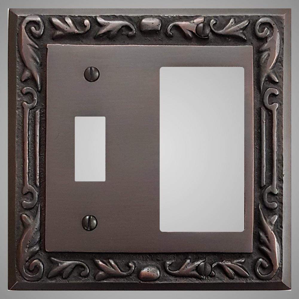 1 Toggle, 1 Rocker Wall Switch Plate - Floral Design