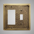 1 Toggle, 1 Rocker Wall Switch Plate - Framed Hammered Design