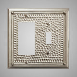 1 Toggle, 1 Rocker Wall Switch Plate - Framed Hammered Design