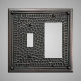 1 Toggle, 1 Rocker Wall Switch Plate - Framed Hammered Design