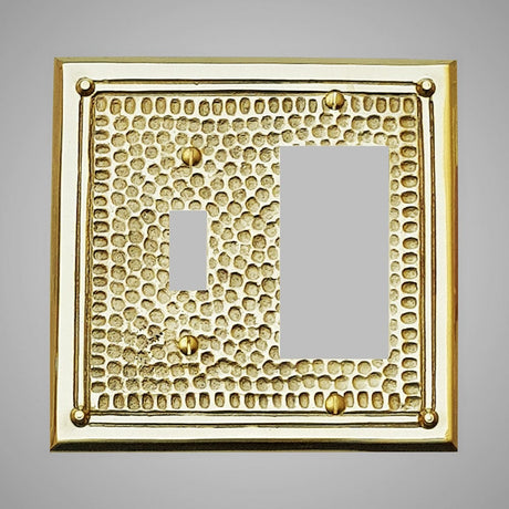 1 Toggle, 1 Rocker Wall Switch Plate - Framed Hammered Design