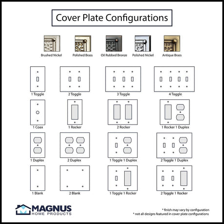 1 Toggle, 1 Rocker Wall Switch Plate - Framed Hammered Design