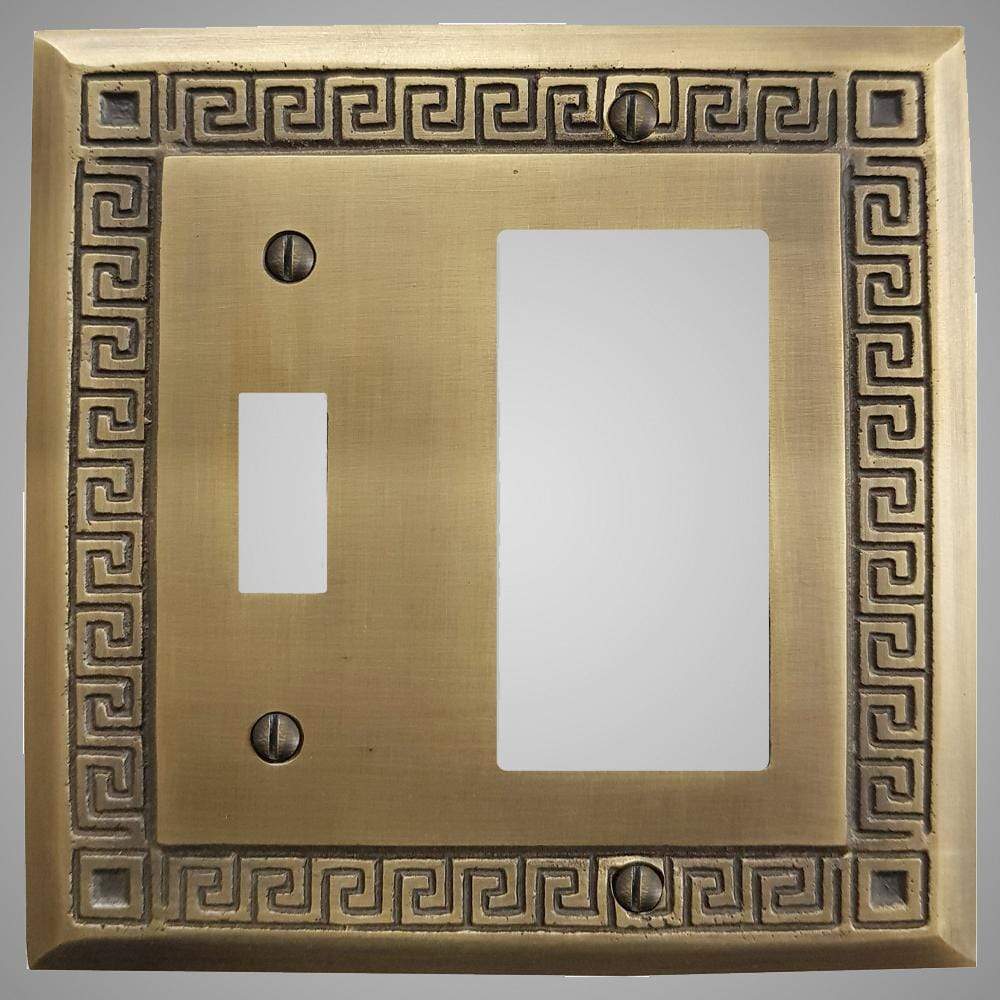 1 Toggle, 1 Rocker Wall Switch Plate - Greek Design