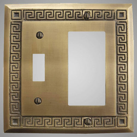 1 Toggle, 1 Rocker Wall Switch Plate - Greek Design