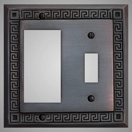 1 Toggle, 1 Rocker Wall Switch Plate - Greek Design