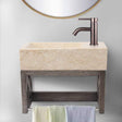 16" Eupora Wall-Mount Teak Vanity with Towel Bar and Stone Sink - Gray Wash