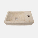16" Eupora Wall-Mount Teak Vanity with Towel Bar and Stone Sink - Whitewash