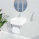 16" Fenelli Wall-Mount Vitreous China Sink with Steel Towel Bar