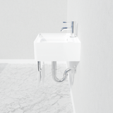 16" Fenelli Wall-Mount Vitreous China Sink with Steel Towel Bar