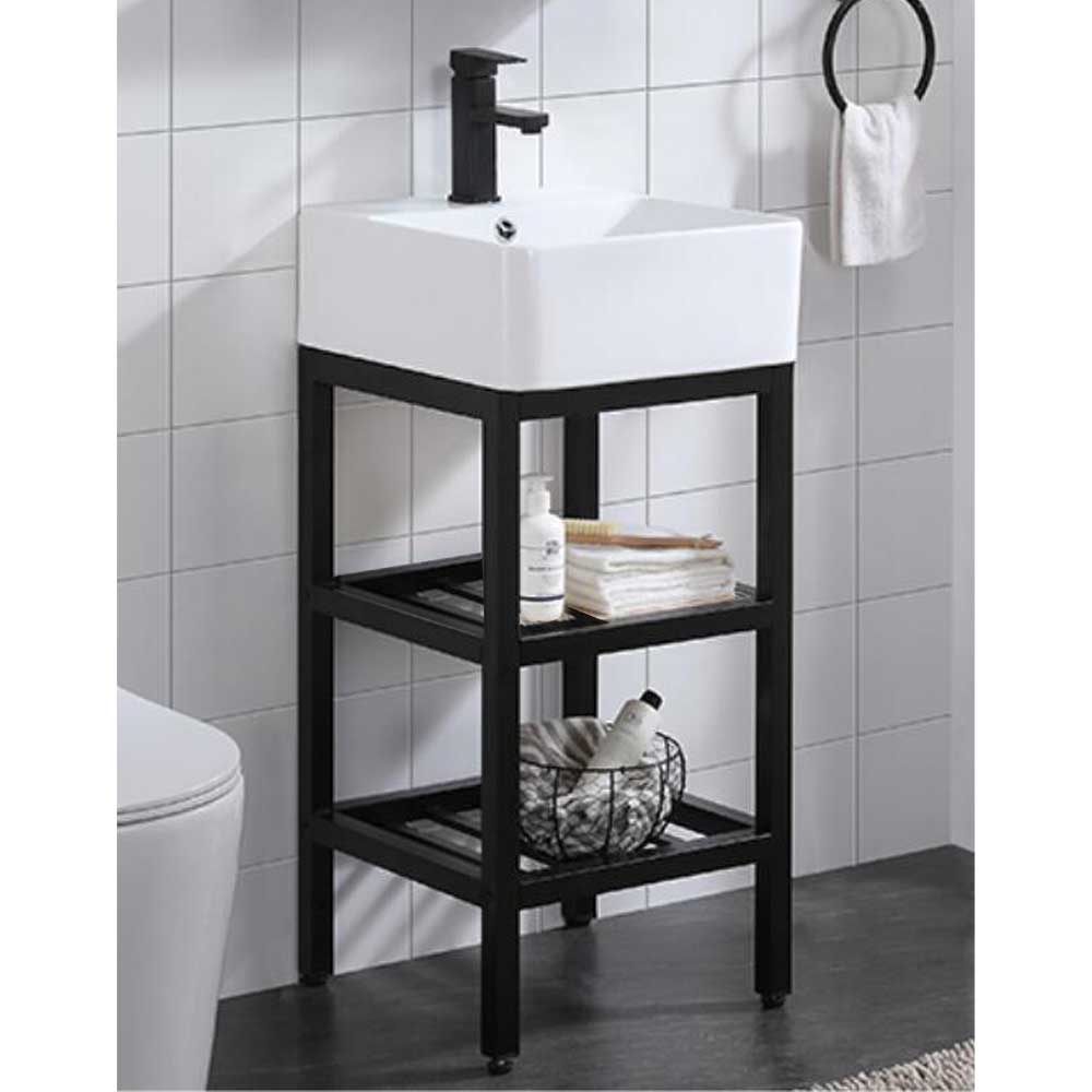 Modern 16 Vamper Console Sink - Vitreous China \u0026 Black Steel Stand – Magnus  Home Products, image size:1000x1000