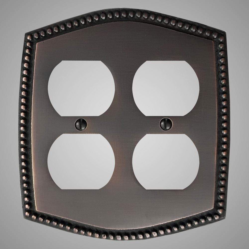 2 Gang Duplex Outlet Wall Switch Plate - Beaded Design