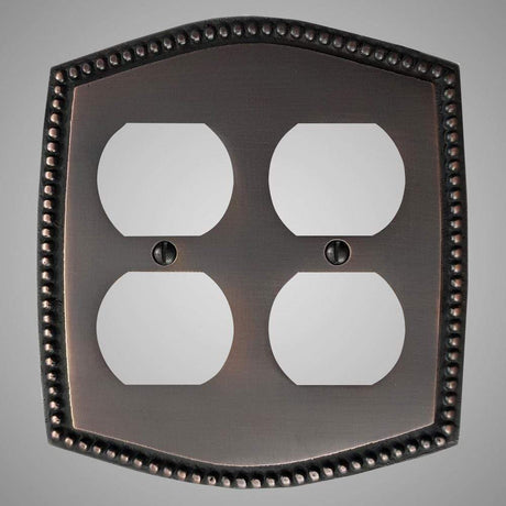 2 Gang Duplex Outlet Wall Switch Plate - Beaded Design
