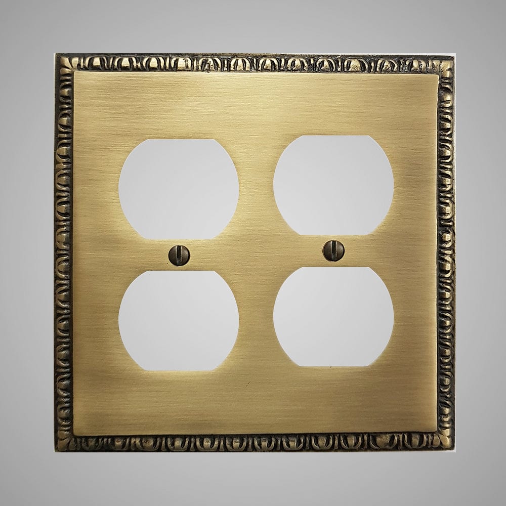 2 Gang Duplex Outlet Wall Switch Plate - Egg & Dart Design