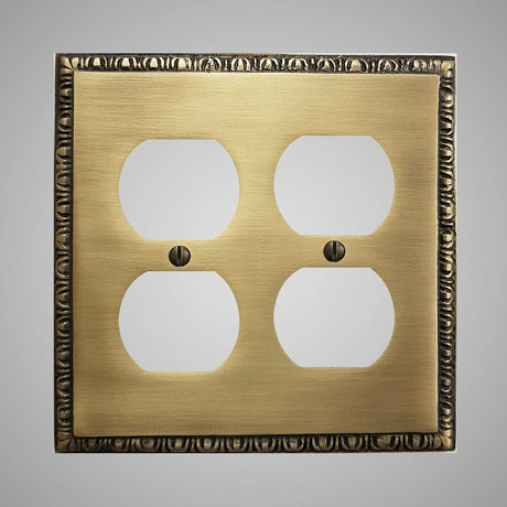 2 Gang Duplex Outlet Wall Switch Plate - Egg & Dart Design