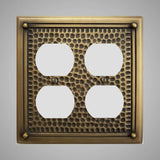 2 Gang Duplex Outlet Wall Switch Plate - Framed Hammered Design
