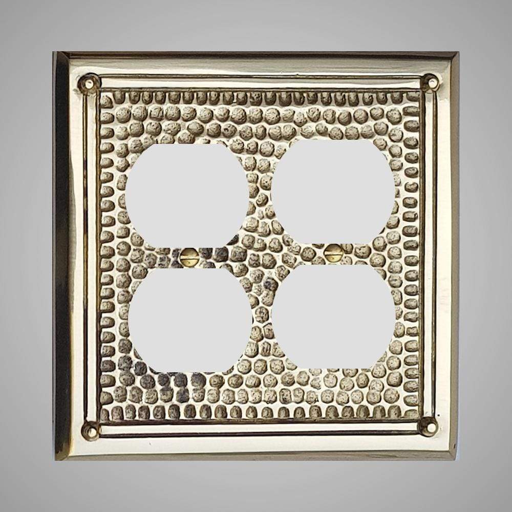 2 Gang Duplex Outlet Wall Switch Plate - Framed Hammered Design