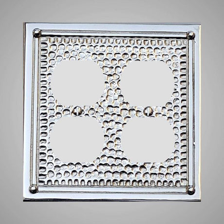 2 Gang Duplex Outlet Wall Switch Plate - Framed Hammered Design