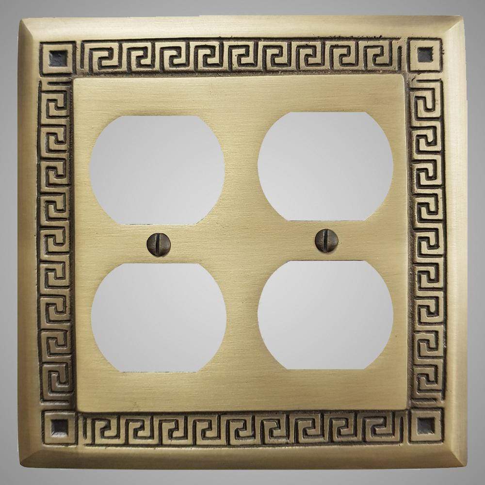 2 Gang Duplex Outlet Wall Switch Plate - Greek Design