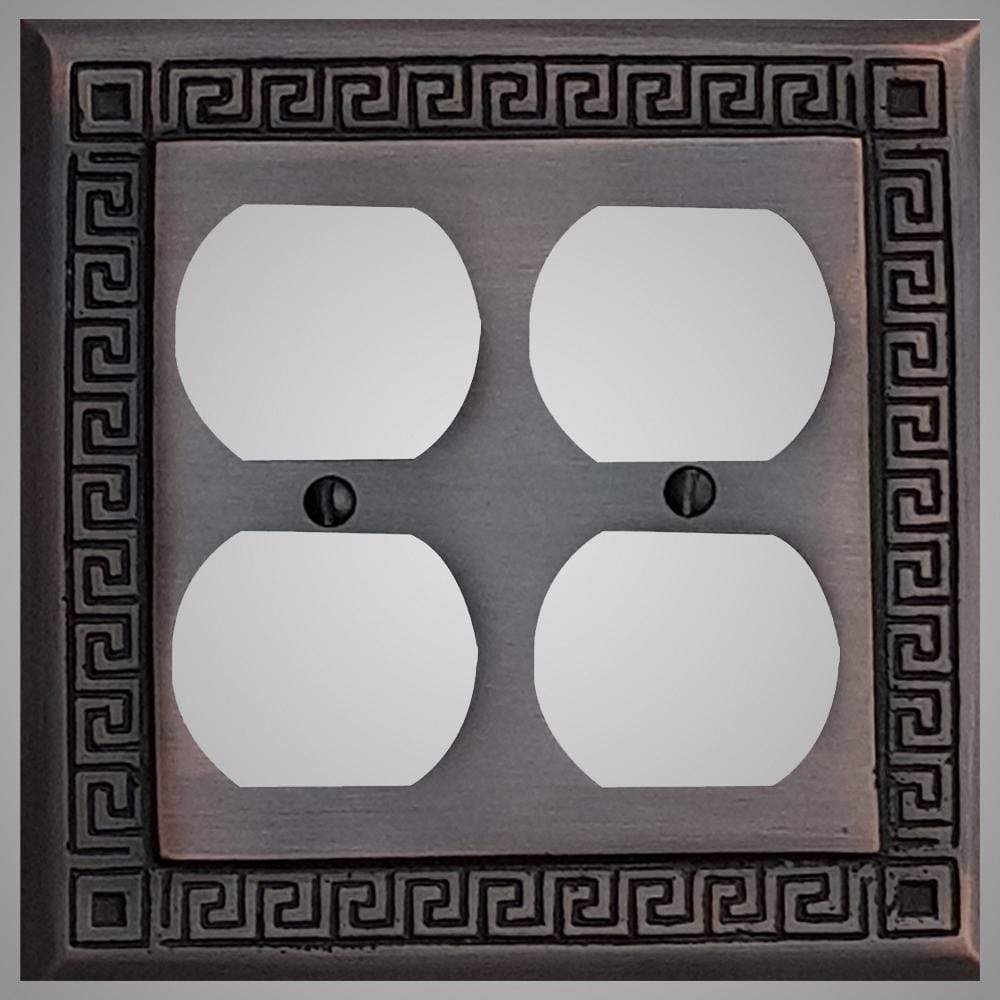 2 Gang Duplex Outlet Wall Switch Plate - Greek Design