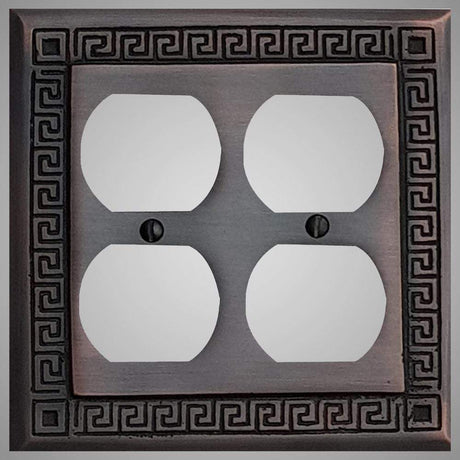 2 Gang Duplex Outlet Wall Switch Plate - Greek Design