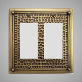 2 Gang Rocker Light Switch Plate - Framed Hammered Design