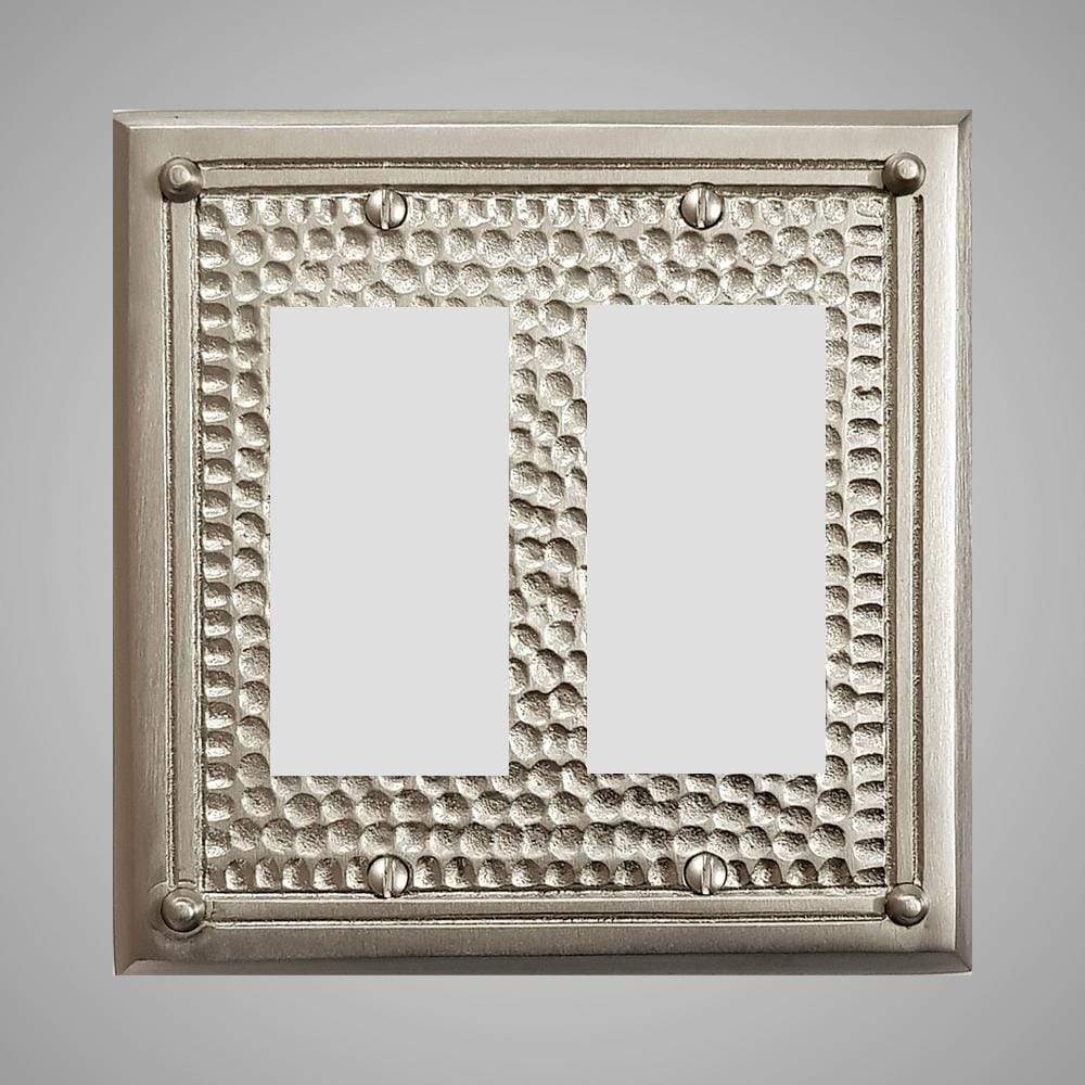 2 Gang Rocker Light Switch Plate - Framed Hammered Design