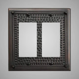 2 Gang Rocker Light Switch Plate - Framed Hammered Design