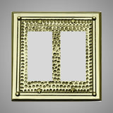 2 Gang Rocker Light Switch Plate - Framed Hammered Design