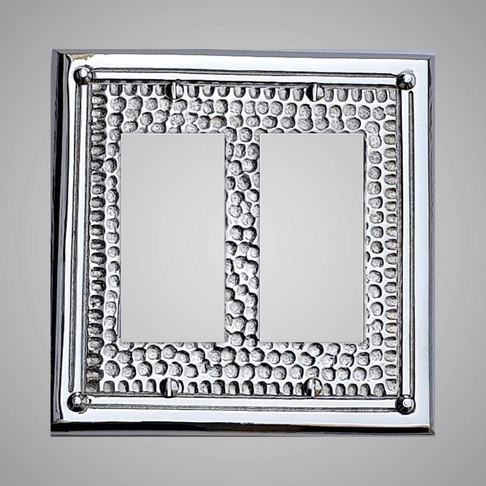 2 Gang Rocker Light Switch Plate - Framed Hammered Design