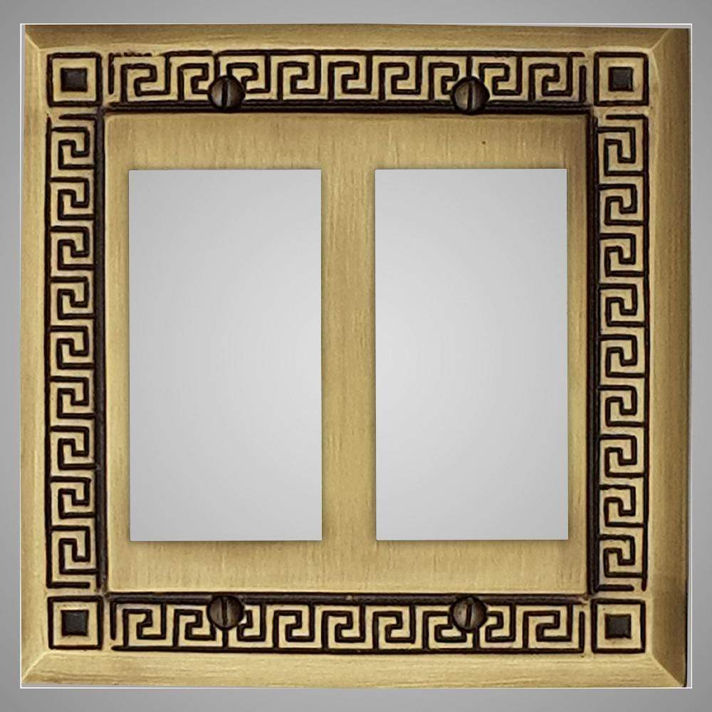 2 Gang Rocker Light Switch Plate - Greek Design