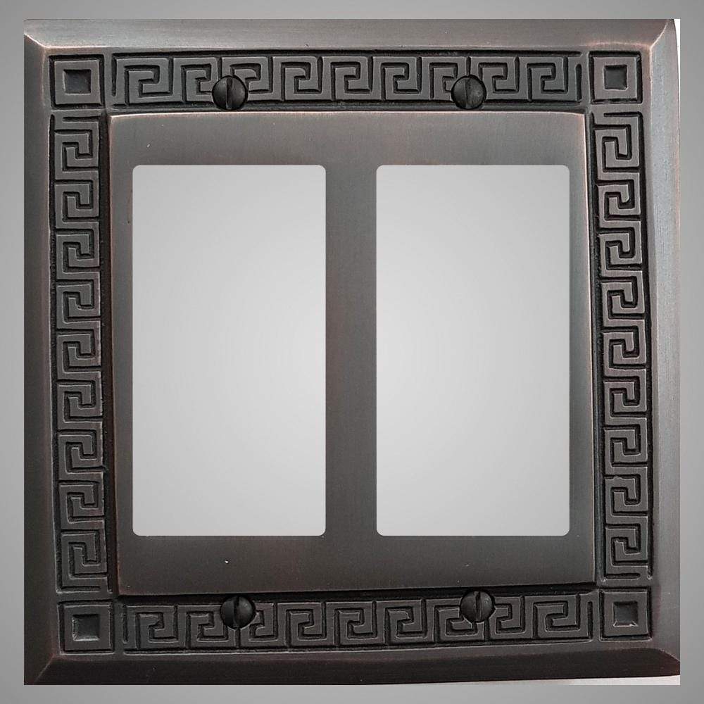 2 Gang Rocker Light Switch Plate - Greek Design