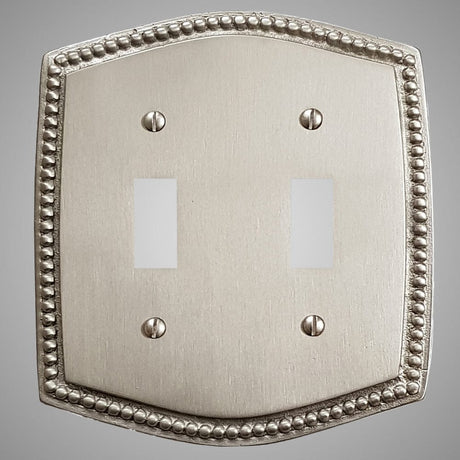 2 Gang Toggle Light Switch Plate - Beaded Design