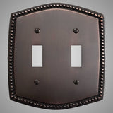 2 Gang Toggle Light Switch Plate - Beaded Design
