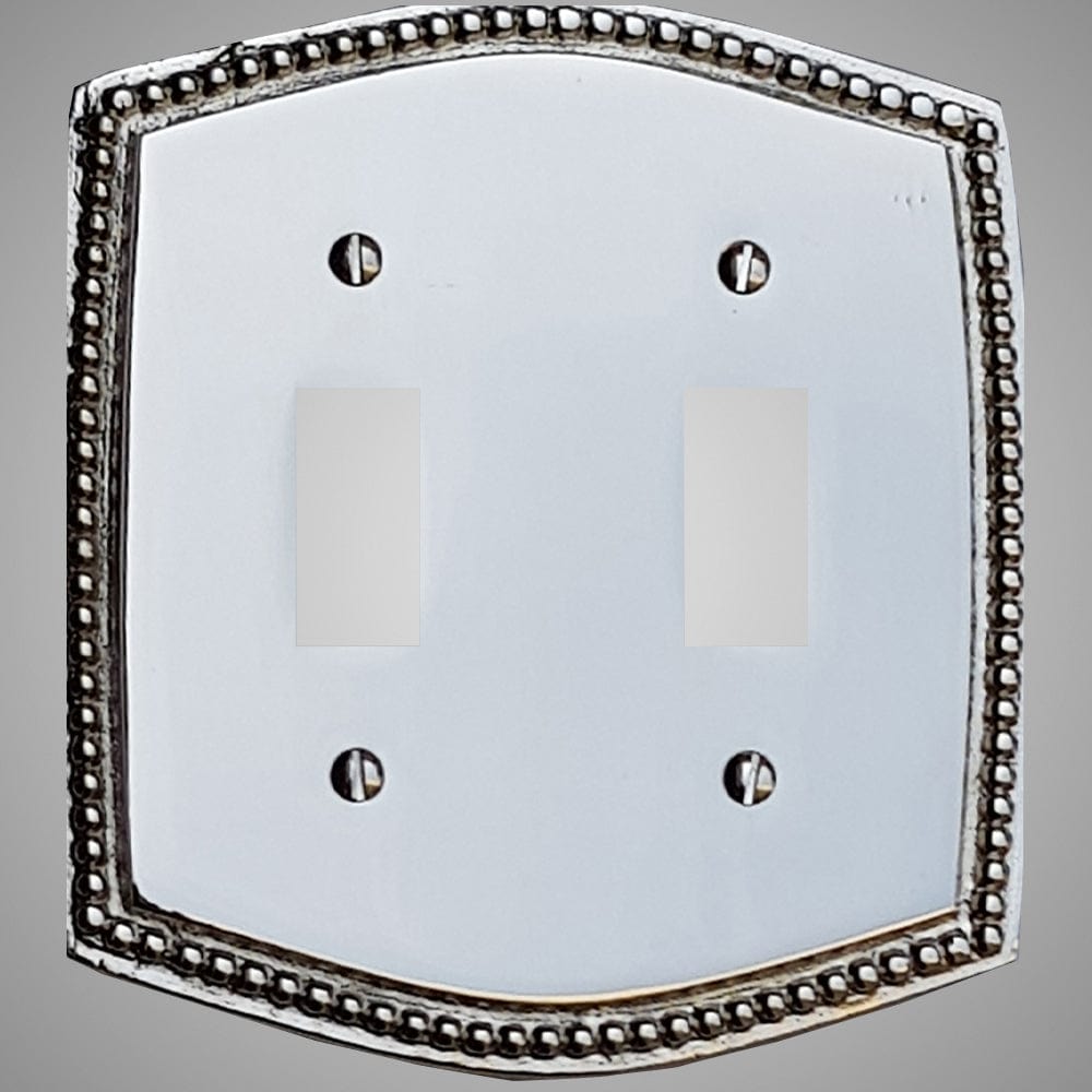2 Gang Toggle Light Switch Plate - Beaded Design