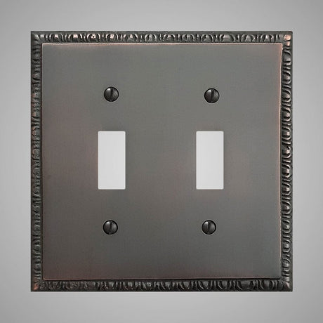 2 Gang Toggle Light Switch Plate - Egg & Dart Design