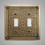 2 Gang Toggle Light Switch Plate - Framed Hammered Design
