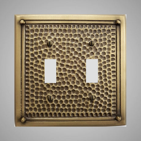 2 Gang Toggle Light Switch Plate - Framed Hammered Design