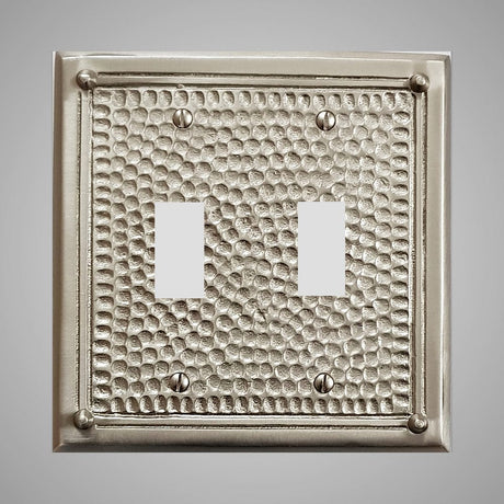 2 Gang Toggle Light Switch Plate - Framed Hammered Design