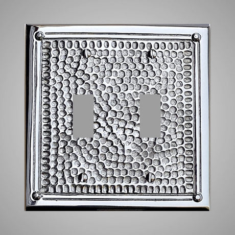 2 Gang Toggle Light Switch Plate - Framed Hammered Design
