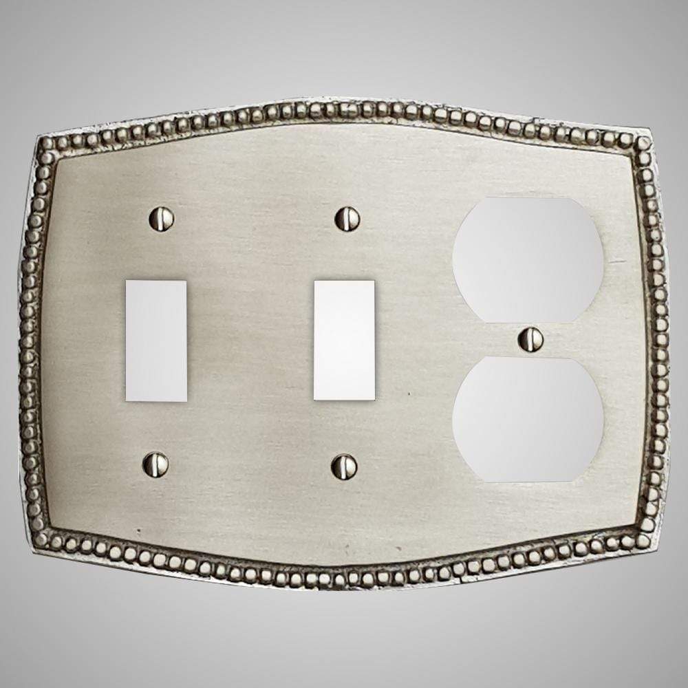 2 Toggle, 1 Duplex Wall Switch Plate - Beaded Design