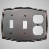 2 Toggle, 1 Duplex Wall Switch Plate - Beaded Design