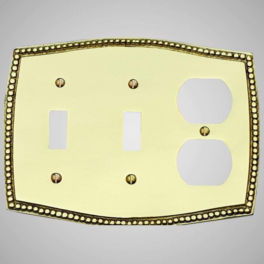 2 Toggle, 1 Duplex Wall Switch Plate - Beaded Design