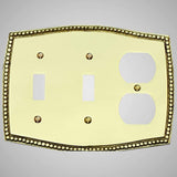 2 Toggle, 1 Duplex Wall Switch Plate - Beaded Design