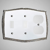 2 Toggle, 1 Duplex Wall Switch Plate - Beaded Design