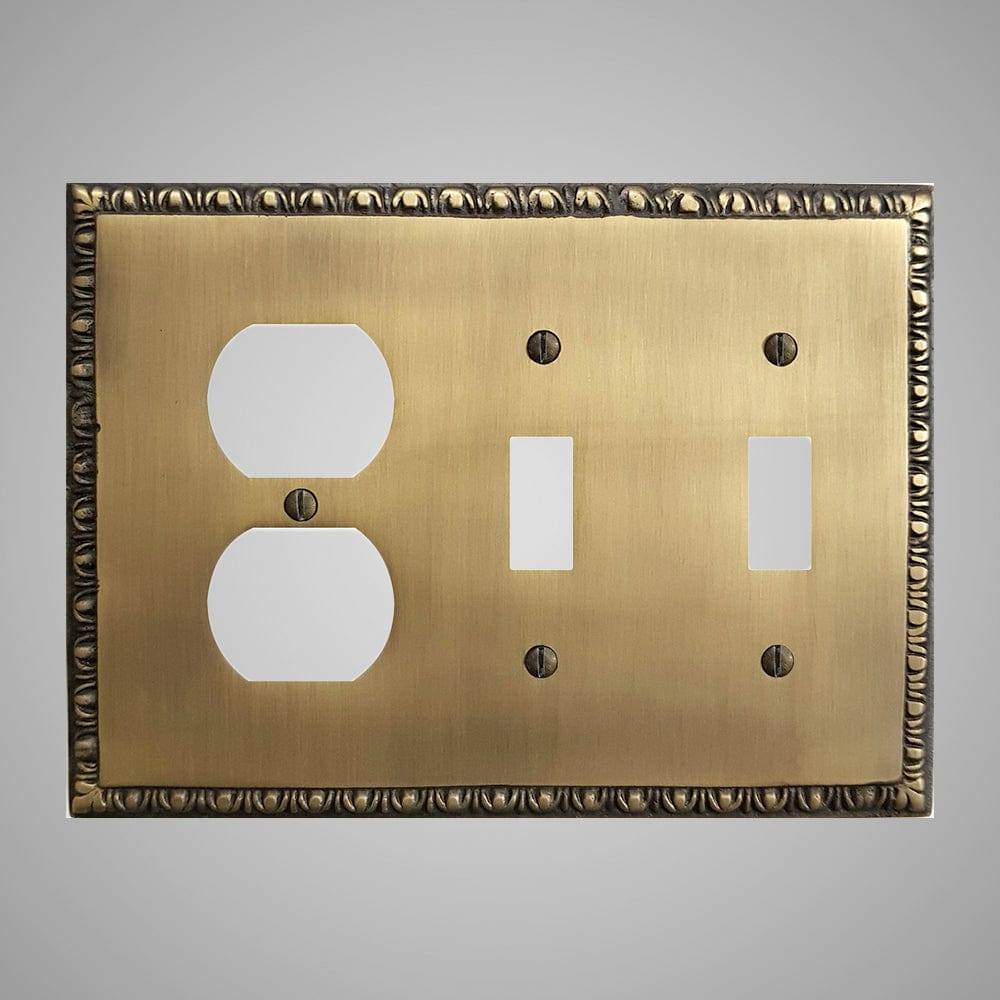 2 Toggle, 1 Duplex Wall Switch Plate - Egg & Dart Design