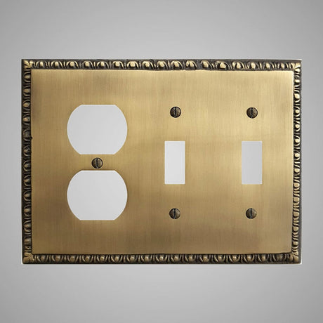 2 Toggle, 1 Duplex Wall Switch Plate - Egg & Dart Design