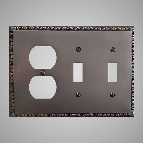 2 Toggle, 1 Duplex Wall Switch Plate - Egg & Dart Design