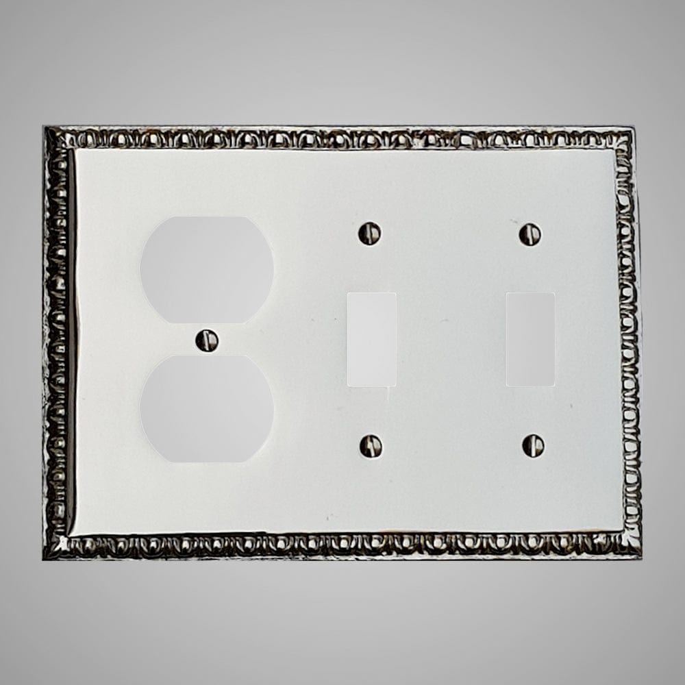 2 Toggle, 1 Duplex Wall Switch Plate - Egg & Dart Design