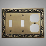 2 Toggle, 1 Duplex Wall Switch Plate - Floral Design